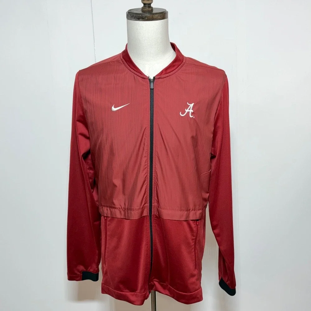 Alabama Crimson Tide Jacket Mens Large Red Nike Elite Full Zip Blade Collar Vent